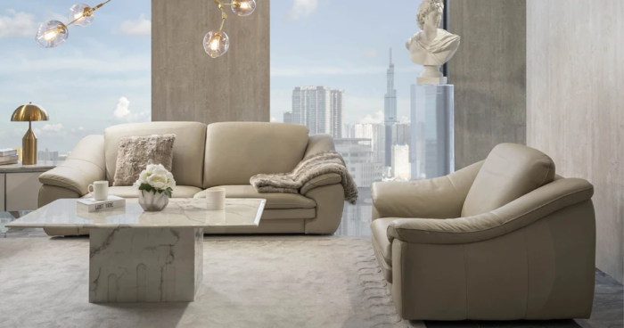 Sofa trắng be Bộ 3-1 đến từ thương hiệu cao cấp nhập khẩu ý với vẻ đẹp đậm chất Đương đại