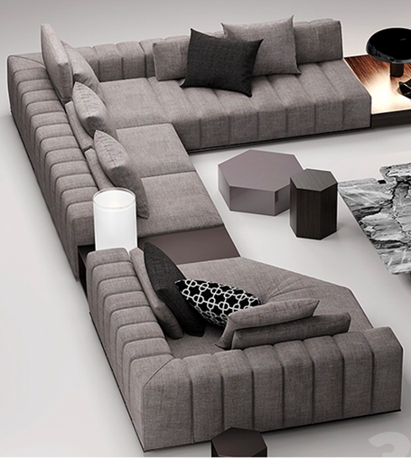 Sofa hiện đại kết hợp tay gỗ tạo điểm nhấn, đệm mút mềm nỉ indo